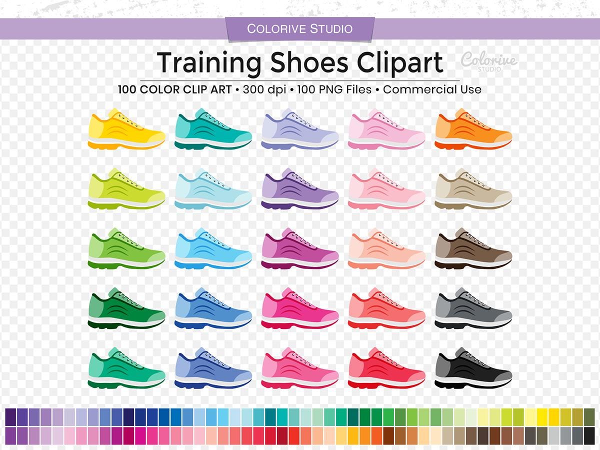 100 Training Shoes Clipart Rainbow Colors Fitness Sport Trainers