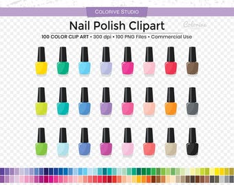 May include: 100 nail polish bottle clip art images in various colors. Each bottle is a separate PNG file, 300 dpi. Commercial use.