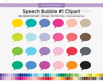 100 Speech Bubble clipart rainbow colors solid word bubbles png clip art planner stickers supplies personal and commercial use