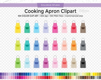 100 Cooking Apron clipart in rainbow colors home kitchen clipart png clip art planner stickers supplies personal and commercial use