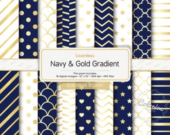 Navy Blue, White & Gold digital paper, navy, dark blue and gold, white and gold, gold wedding, scrapbook papers (Instant Download)