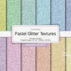 Pastel glitter digitaal papier, zachte regenboogkleuren, pastel glitter texturen, glitter achtergronden plakboekpapier persoonlijk en commercieel gebruik