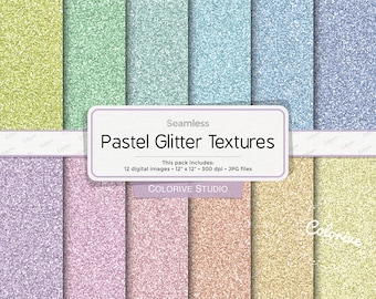 Pastel Glitter Digital Paper: Rainbow Scrapbook Backgrounds (Digital Download)