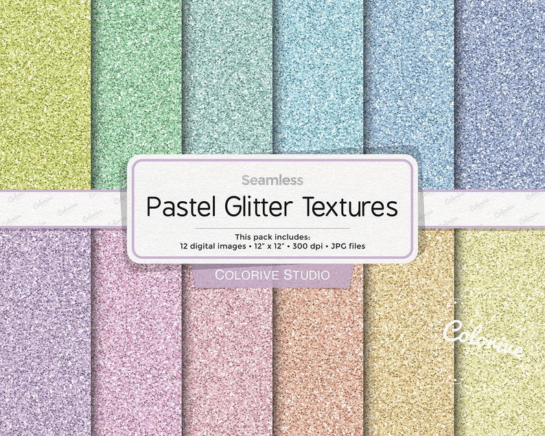 Papier numérique Pastel Glitter, couleurs douces de l'arc-en-ciel, textures de paillettes pastel, papiers de scrapbooking d'arrière-plans scintillants usage personnel et commercial image 1