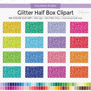 100 Glitter half box planner clipart rainbow colors png illustration planner stickers supplies personal and commercial use