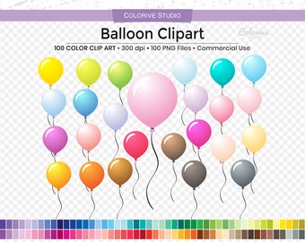 100 Balloon clipart rainbow colors balloons party birthday circus fun carnival png illustration planner stickers personal and commercial use