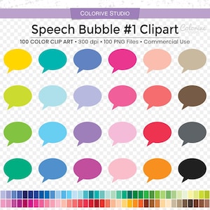 100 tekstballon clipart regenboogkleuren effen woord bubbels png clip art planner stickers levert persoonlijk en commercieel gebruik