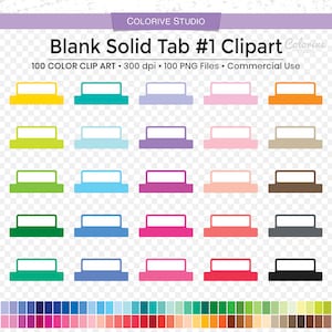 100 Tab clipart in rainbow colors blank solid tab planner divider png clip art planner stickers supplies personal and commercial use