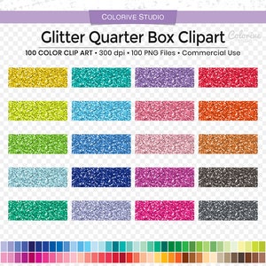 100 Glitter quarter box planner clipart solid rainbow glitter texture png clip art planner stickers supplies personal and commercial use