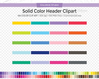 100 Solid header planner clipart blank rainbow header box png clip art planner stickers supplies personal and commercial use