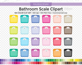 100 Bathroom Scale clipart in rainbow colors weighing fitness weight png illustration planner stickers supplies personal and commercial use