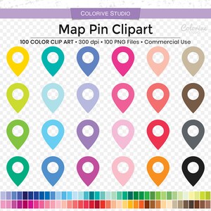 100 Map Pin Clipart Rainbow Colors Drop Pin Map Location Png Clip Art Planner Stickers Supplies ...