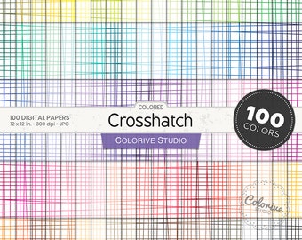 Papel digital Crosshatch de colores 100 colores del arco iris rayas cruzadas patrón de fondo pastel brillante papeles de álbum de recortes imprimibles uso comercial