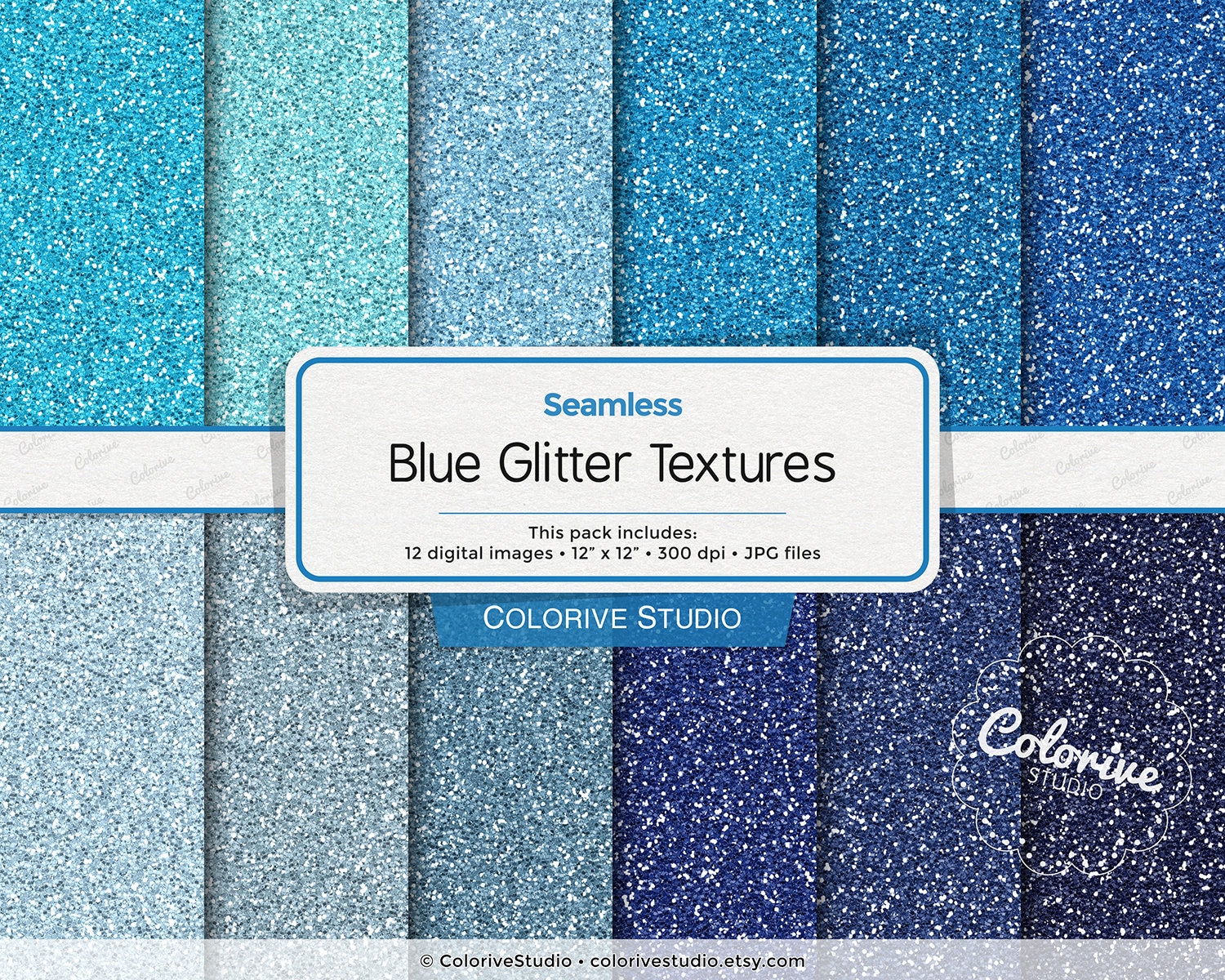 Blue Glitter digital paper solid glitter textures blue Etsy
