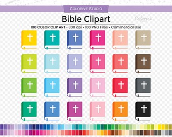 Bible Clipart 100 Colors PNG, Cute Bible Clipart Pack, Bible Study Icons, Rainbow Bible PNG, Planner Clipart