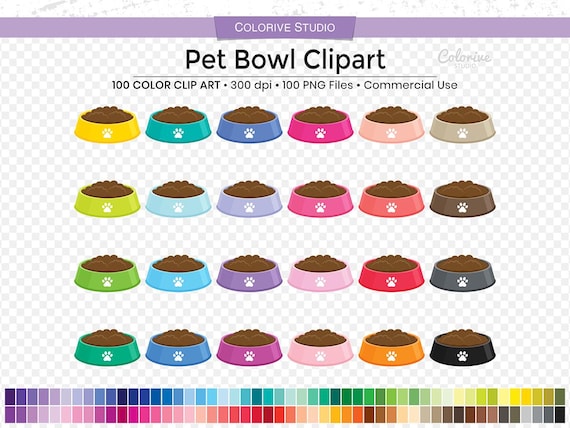 100 Pet Bowl Clipart Rainbow Colors Pet Puppy Dog Cat Food Bowl Png Illustration Planner Stickers Personal and Commercial Use Etsy