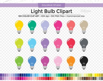 Imágenes prediseñadas de bombillas de arcoíris: 100 ilustraciones PNG (descarga digital)