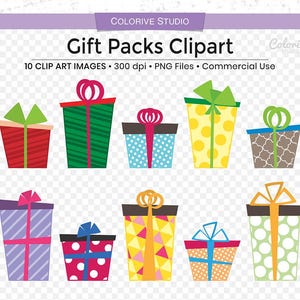 Conjunto de clipart de pacotes de presente, designs de presentes de festa celebração de feriado caixa de presente divertida ilustração planejador adesivos para uso pessoal e comercial