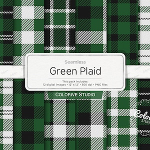 Green Plaid digital paper, plaid, tartan, buffalo, check, checkered, lumberjack, gingham, background scrapbook papers (Instant Download)