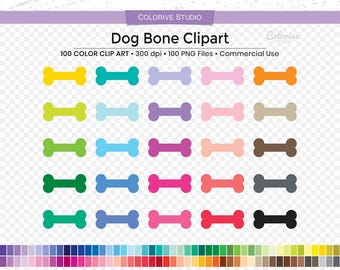 100 Dog Bone Clipart, Rainbow Bright Pastel, Pet Planner Stickers, PNG Graphics (Commercial Use)
