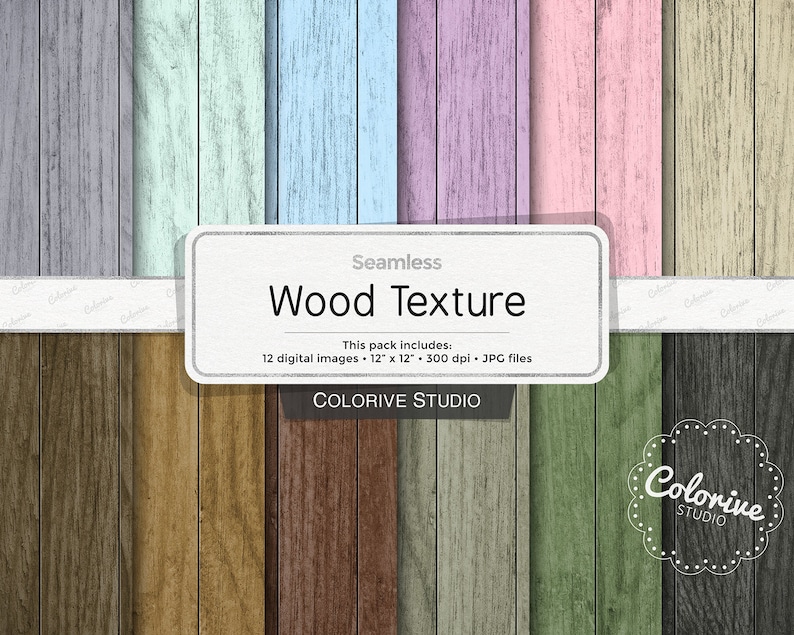 Puede incluir: Un conjunto de 12 papeles digitales de textura de madera sin costuras en varios colores, incluidos gris, azul, verde, marr&oacute;n, rosa y beige. Cada papel mide 30,5 cm por 30,5 cm y 300 dpi. Los papeles son perfectos para scrapbooking, creaci&oacute;n de tarjetas y otros proyectos de manualidades.