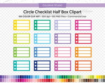 100 Circle Checklist half box planner clipart 3 items list png clip art planner stickers supplies personal and commercial use