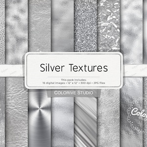 Zilver texturen digitaal papier, metallic zilver leer zilver glitter zilveren achtergrond afdrukbaar plakboekpapier commercieel gebruik