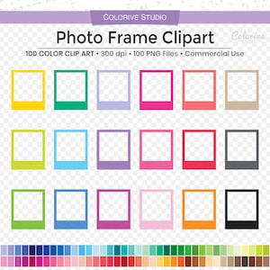 100 Fotorahmen Clipart Regenbogen Farben solide Umriss digitale Rahmen Png Planer Aufkleber Scrapbooking persönlichen und kommerziellen Gebrauch