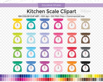 100 Kitchen Scale clipart in rainbow colors home cooking utensils food scale png planner stickers supplies personal and commercial use