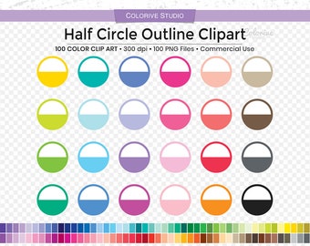 May include: A set of 100 half circle outline clipart images in various colors. The clipart is perfect for creating digital designs, crafts, and more.