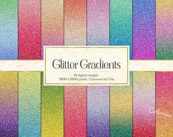 Digitales Papier mit Glitzerverläufen: Ästhetische Metallic-Ombre-Hintergründe (Sofort-Download)