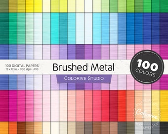 100 Brushed Metal Digital Papers: Faux Metallic Background (Digital Download)