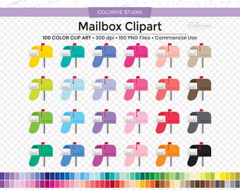 Rainbow Mailbox Clipart: 100 PNG Illustrations (Digital Download)