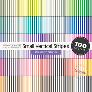 Carta digitale a piccole strisce verticali con 100 colori arcobaleno, motivo di sfondo a strisce dritte, carte scrapbook stampabili pastello brillante