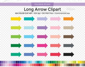 Clipart di frecce arcobaleno: 100 adesivi PNG per agenda (download digitale)