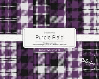 Purple Plaid digital paper, plaid, tartan, buffalo, check, checkered, lumberjack, background scrapbook papers (Instant Download)