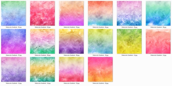 Pastel Rainbow Watercolor Digital Paper, Gradient Wallpaper, Ombre