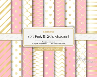 Pink & Gold Geometric Digital Paper: Scrapbook Designs (Instant Download)