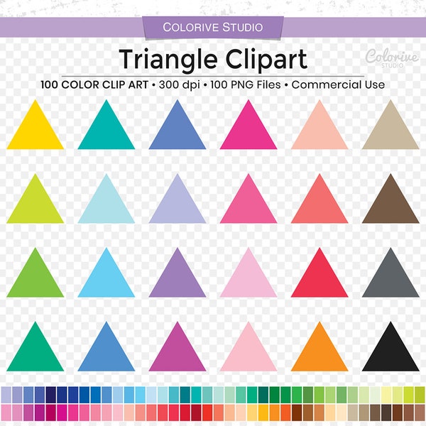 100 Triangle clipart in rainbow colors basic triangle shape png clip art planner stickers supplies personal and commercial use