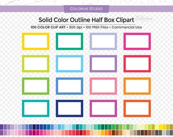 May include: A set of 100 half box clipart images in various colors. Each box has a solid color fill and a white outline. The colors include yellow, green, blue, red, purple, orange, and more.