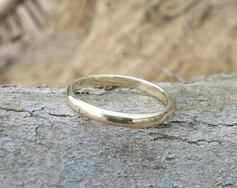 unisex wedding band, half round profile ring, solid 14K gold ring, classic wedding band for men and women