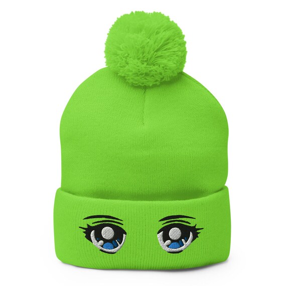 Anime Eyes Beanie W/ Pom - Etsy