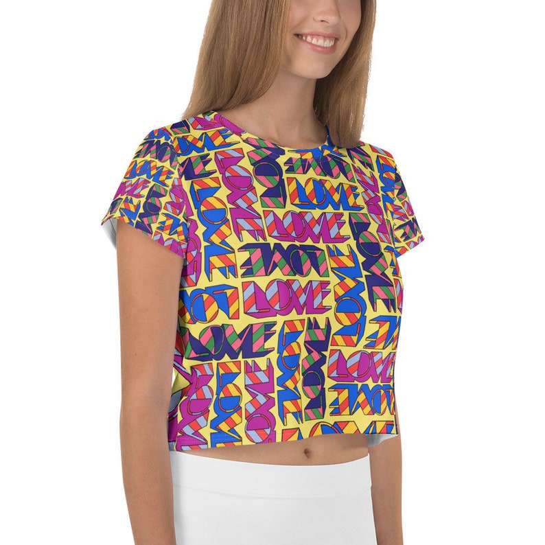 LOVE stacked all-over crop top