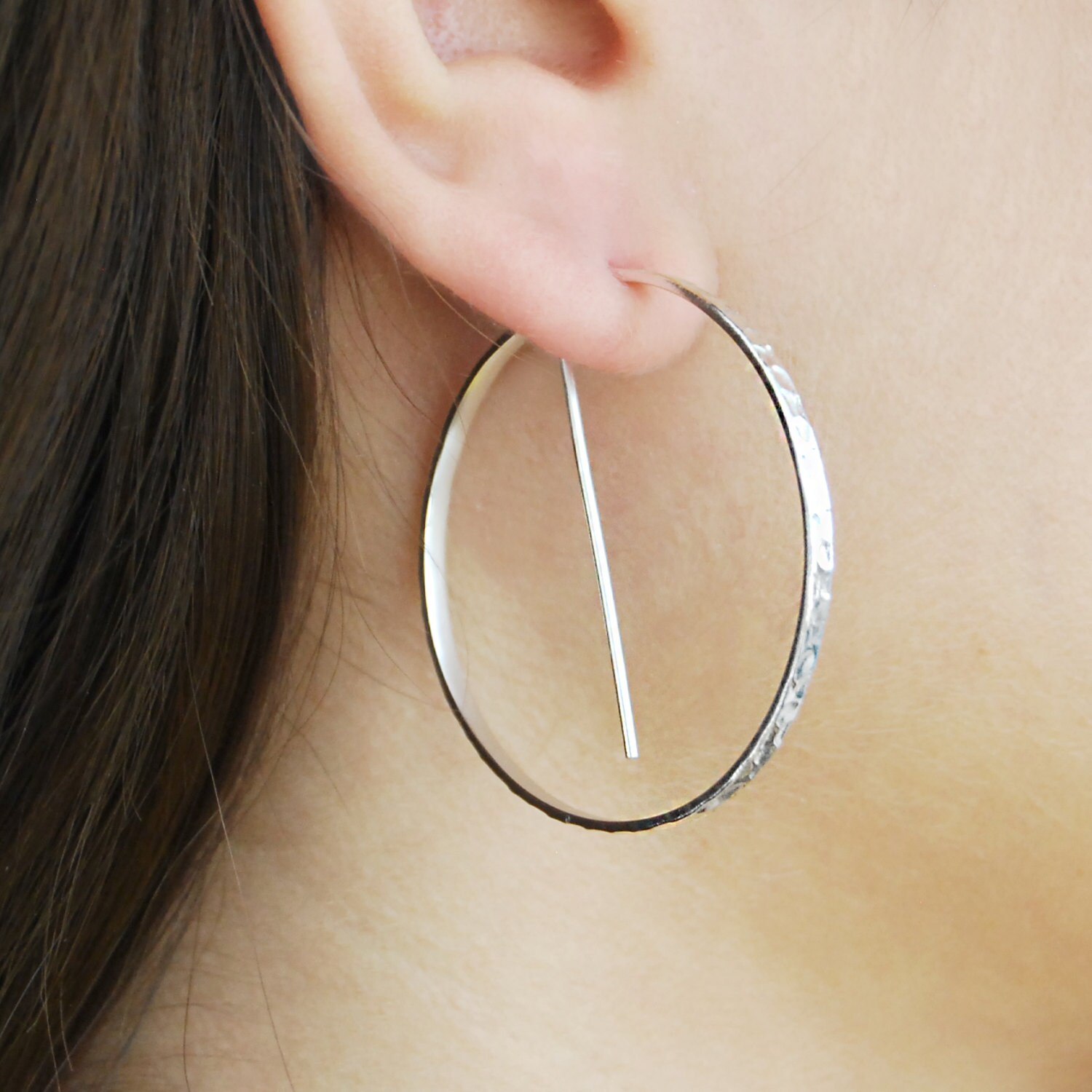Large Silver Earrings Statement Hoop Earrings Modern Silver Etsy