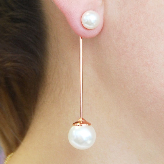 French, 1900s, Pearl Diamonds 18 Karat Rose Gold Lever, Back Earrings - 2  Pieces | Chairish