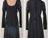 Cream Sion Gothic Dress Black with Embroidery and Prints Size S M