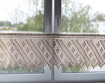 Vintage Handmade Crochet Ivory Cotton Curtain Valance