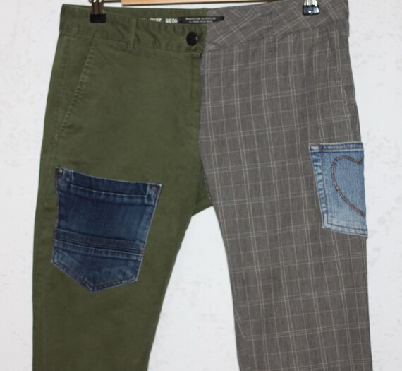 Two Tone Reconstructed Multipocket Jeans Upcycled… - image 3