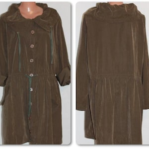 Vintage Brown Autumn Trench Coat Large Collar Size M