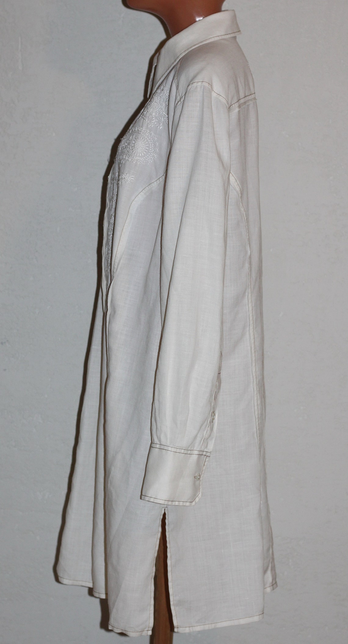 Luisa Cerano White Linen Embroidered Shirtdress Size US16 - Etsy